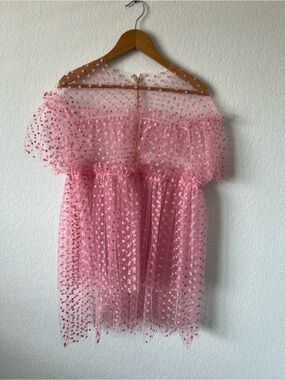 Pink Polka Dot Tulle Handmade Babydoll Dress